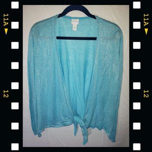 Aqua Chico's Cardigan With Silver Shimmer